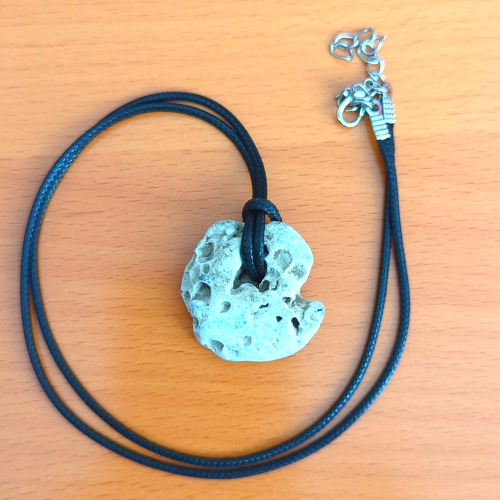 RARE Stone Pendant & Necklace - Shaped like an "e"